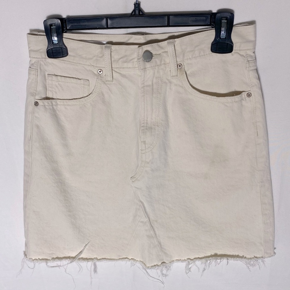 GAP Cream Ivory Denim High Waist Mini Skirt Jean Skirt S Festival Coastal